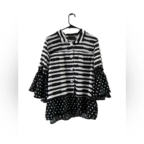 Dor Dor Couture black and white womens blouse - Picture 2 of 5